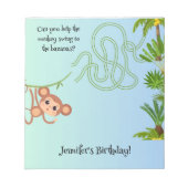 Aap en bananen doolhof verjaardagsfeestjes notitie notitieblok (Voorkant)