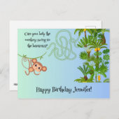 Aap en bananen doolhof verjaardagskaart briefkaart (Voorkant / Achterkant)