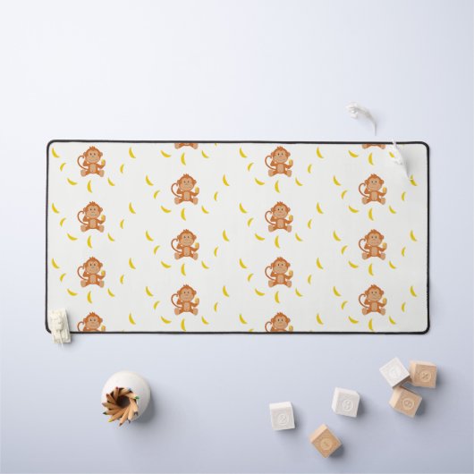 Aap en bananen patroon wit bureaumat (Kindertafel)