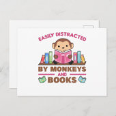 aap en boeken grappig Gezegde met boek Briefkaart (Voorkant / Achterkant)