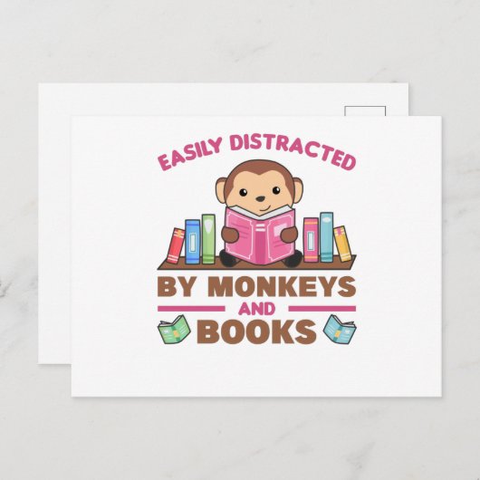 aap en boeken grappig Gezegde met boek Briefkaart (Voorkant / Achterkant)