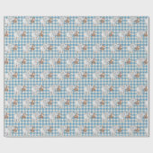 aap en olifant op gingham cadeaupapier (Vlak)