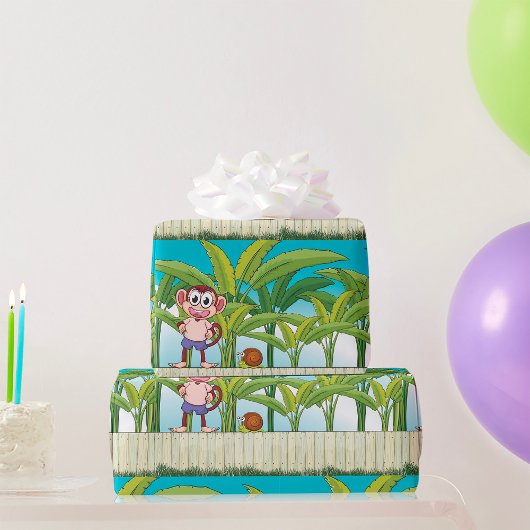 Aap en slak in een tropisch Oerwoud Cadeaupapier