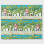 Aap en slak in een tropisch Oerwoud Cadeaupapier (Vlak)