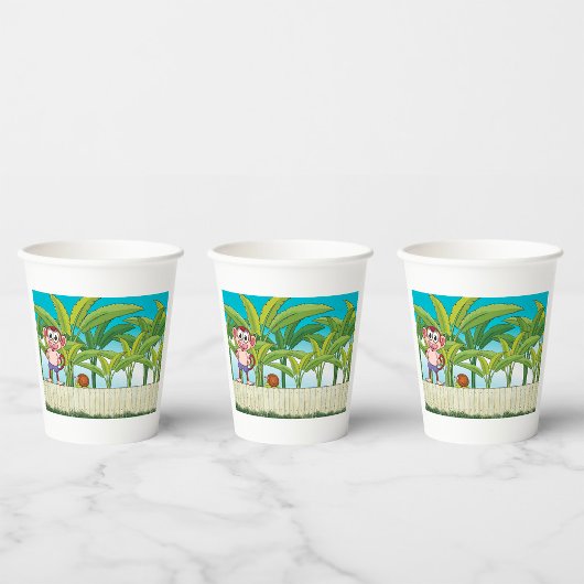 Aap en slak in een tropisch Oerwoud Papieren Bekers