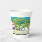 Aap en slak in een tropisch Oerwoud Papieren Bekers (Voorkant)