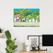 Aap en slak in een tropisch Oerwoud Poster (Thuiskantoor)