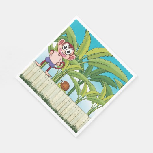 Aap en slak in een tropisch Oerwoud Servet (Hoek)