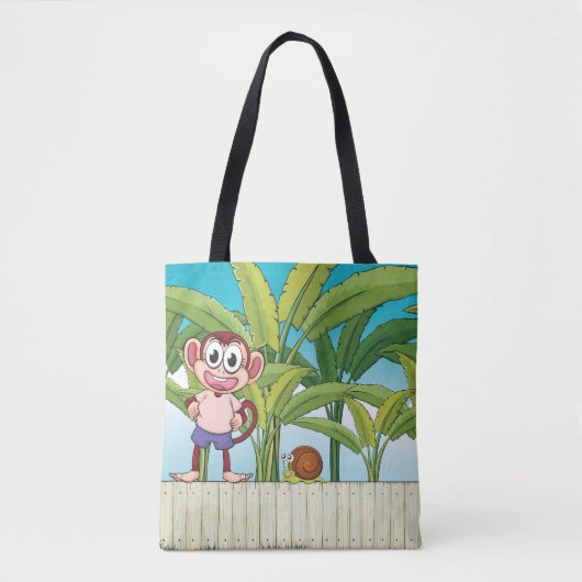 Aap en slak in een tropisch Oerwoud Tote Bag (Voorkant)