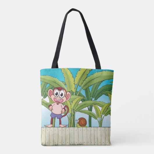 Aap en slak in een tropisch Oerwoud Tote Bag (Achterkant)