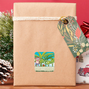 Aap en slak in een tropisch Oerwoud Vierkante Sticker