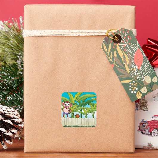 Aap en slak in een tropisch Oerwoud Vierkante Sticker