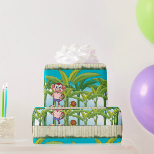 Aap en slak in tropisch junglescene cadeaupapier