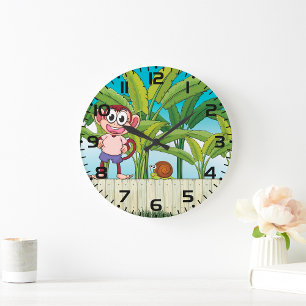 Aap en slak in tropisch junglescene grote klok