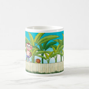 Aap en slak in tropisch junglescene koffiemok