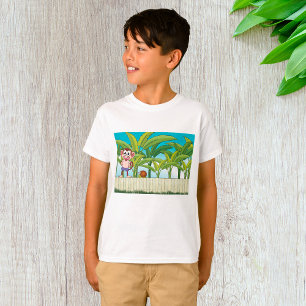 Aap en slak in tropisch junglescene t-shirt