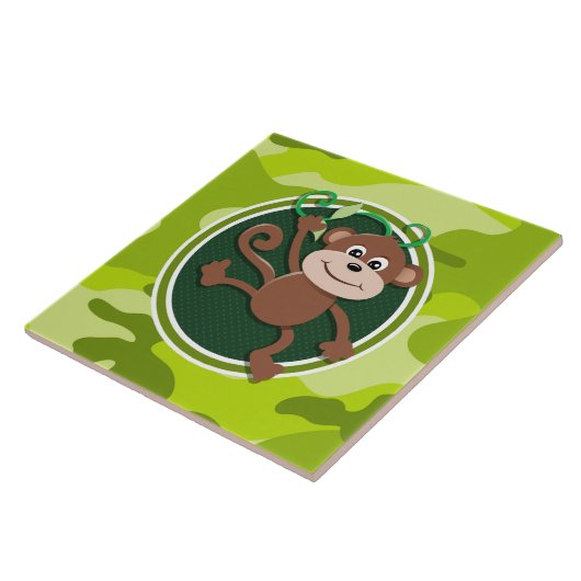 Aap; felgroene camo, camouflage tegeltje (Zijkant)