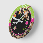Aap & Flowers Roze Groene Safari Chique Gepersonal Ronde Klok (Hoek)