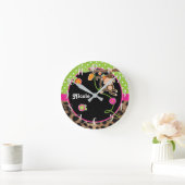 Aap & Flowers Roze Groene Safari Chique Gepersonal Ronde Klok (Huis)