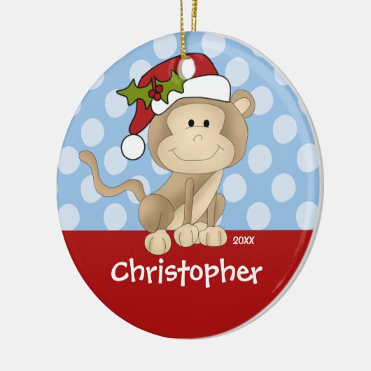 Aap Gepersonaliseerde Jongen Kerst Ornament (Links)