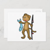 aap Gevist met Geviste staaf en vis Briefkaart (Voorkant / Achterkant)