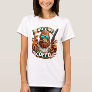 Aap gewapend met cafeïne Koop een koffie voor me T-shirt