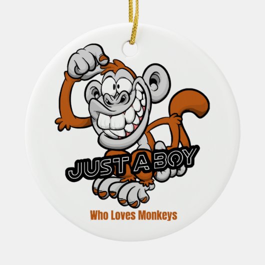 aap gewoon een jongen  keramisch ornament (Voorkant)