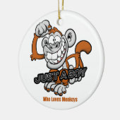 aap gewoon een jongen  keramisch ornament (Links)