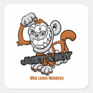 aap gewoon een jongen vierkante sticker