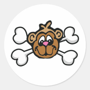 aap gezicht Schedel en gekruiste botten Ronde Sticker