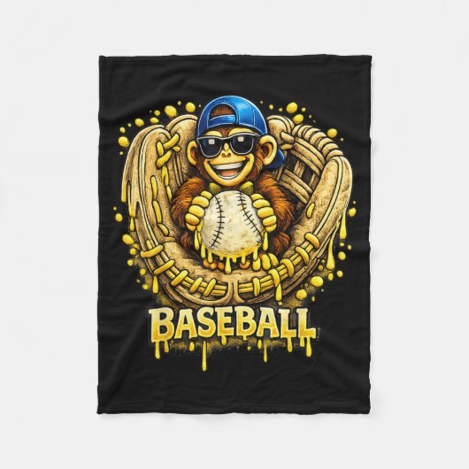 Aap Grappige Dieren Honkbal Ijs Druppel Cool Fleece Deken (Voorkant)
