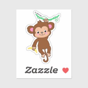 Aap grijpen een banaan sticker