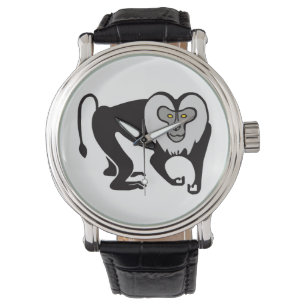 Aap - Hand getrokken MACAQUE - Bedreigd dier - Horloge