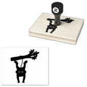aap hangende groene boom rubberstempel (Gestempeld)