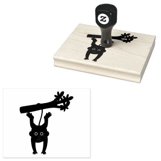 aap hangende groene boom rubberstempel (Gestempeld)