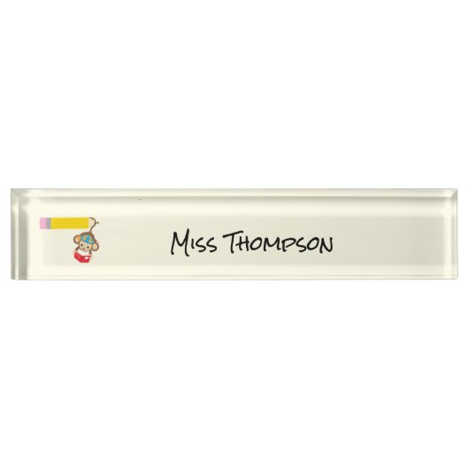 Aap Hanging door Tail Custom Teacher Naambordje (Voorkant)