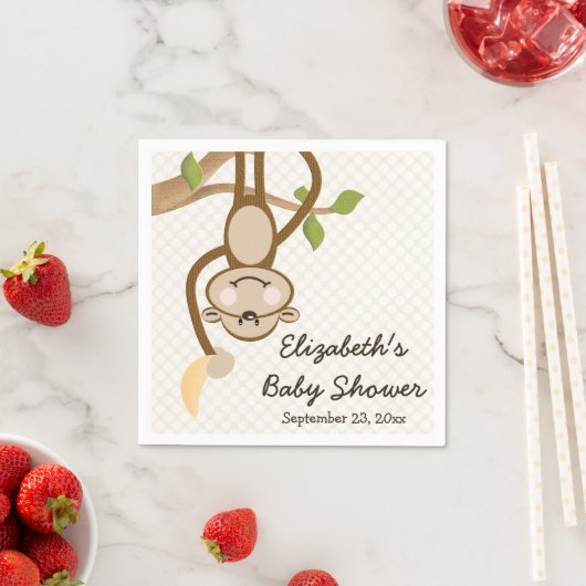 Aap hangt aan boom met banaan Baby shower Servetten (Insitu)