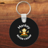 Aap Heeft Nooit Kramp Eet Een Banaan Raglan Baseba Sleutelhanger (Voorkant)