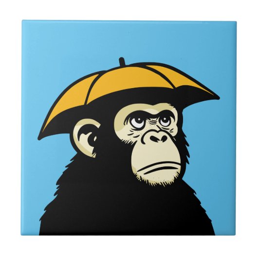Aap houdt niet van regen tegeltje (Voorkant)
