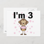 Aap Ik ben 3 Verjaardag Tshirts en geschenken Briefkaart (Voorkant / Achterkant)