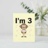 Aap Ik ben 3 Verjaardag Tshirts en geschenken Briefkaart (Staand voorkant)