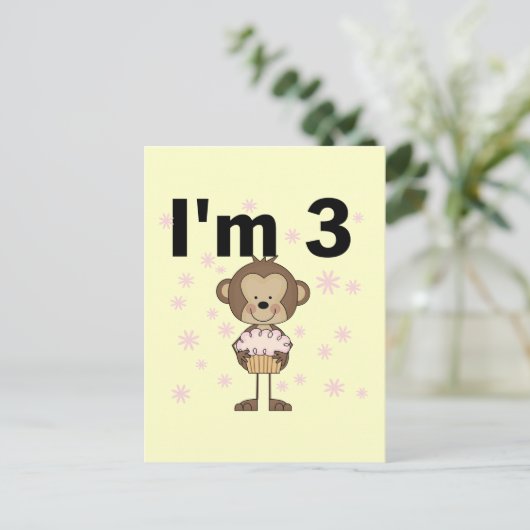 Aap Ik ben 3 Verjaardag Tshirts en geschenken Briefkaart (Staand voorkant)