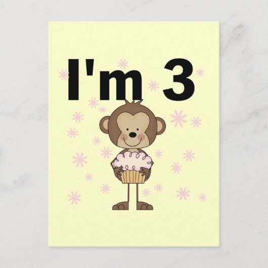 Aap Ik ben 3 Verjaardag Tshirts en geschenken Briefkaart (Voorkant)