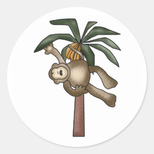 Aap in Bananenboom Ronde Sticker