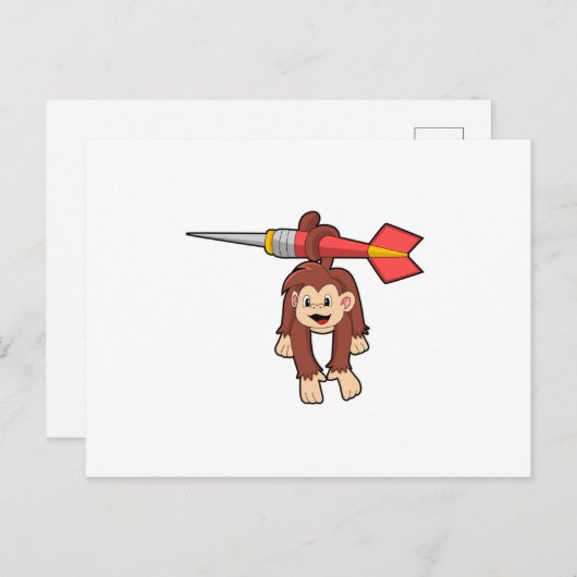 aap in Darts met Dart Briefkaart (Voorkant / Achterkant)