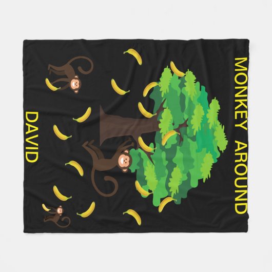 "Aap in de buurt" Fleece Deken (Voorkant (Horizontaal))