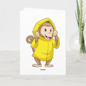 Aap in de regen met regenjas kaart (Achterkant)