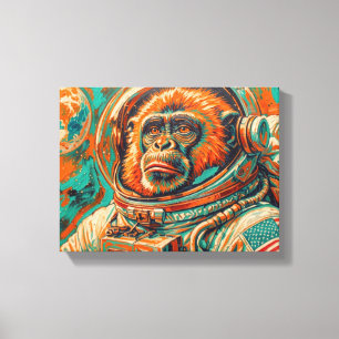 AAP IN DE RUIMTE 8 CANVAS AFDRUK