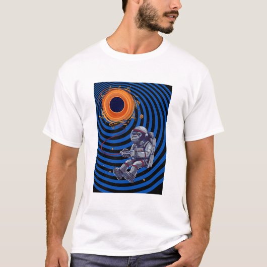 aap in de ruimte vliegend t-shirt (Voorkant)