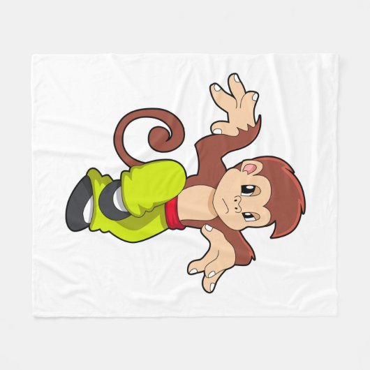 aap in de vechtsport Kungfu Fleece Deken (Voorkant (Horizontaal))